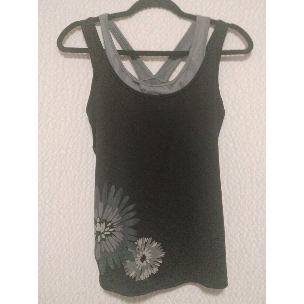 Danskin Now Women's Yoga Top,  M Attached Shell Bra, Dri-More, Stretch Fabric